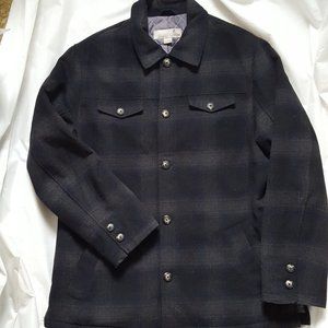 Men's XL UTEX Wool Blend Dark Blue/Grey Plaid Coat